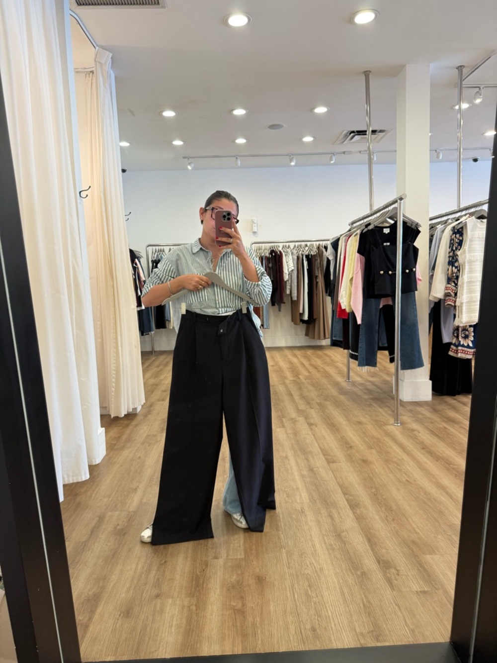 Zara Black Wide-Leg High-Rise Trousers